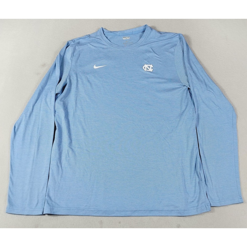 North Carolina Tar Heels Shirt Mens Large Blue Nike Dri Fit Long Sleeve Athletic